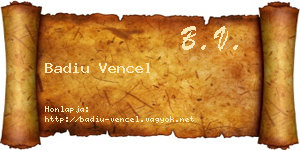 Badiu Vencel névjegykártya